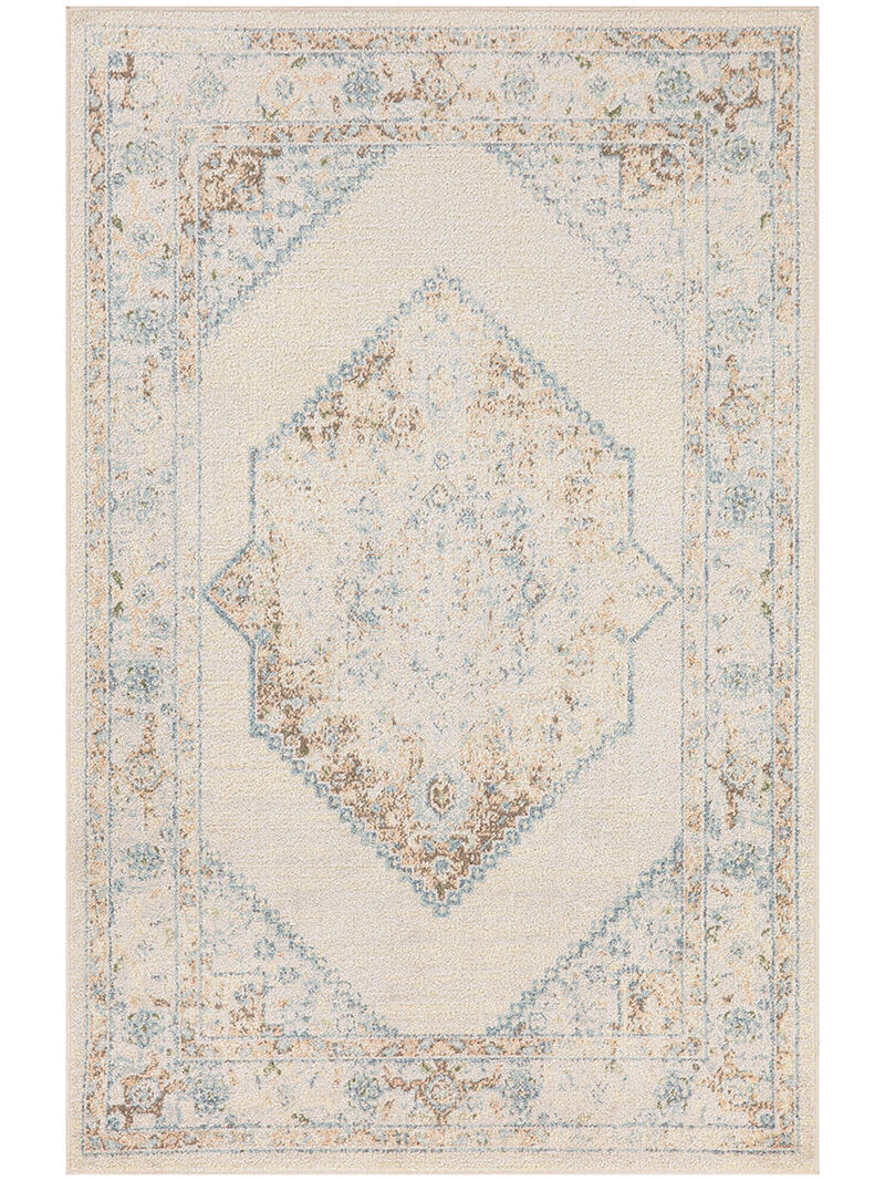 Astra Machine Washable ASW13 Ivory/Blue 3'3" x 5' Rug