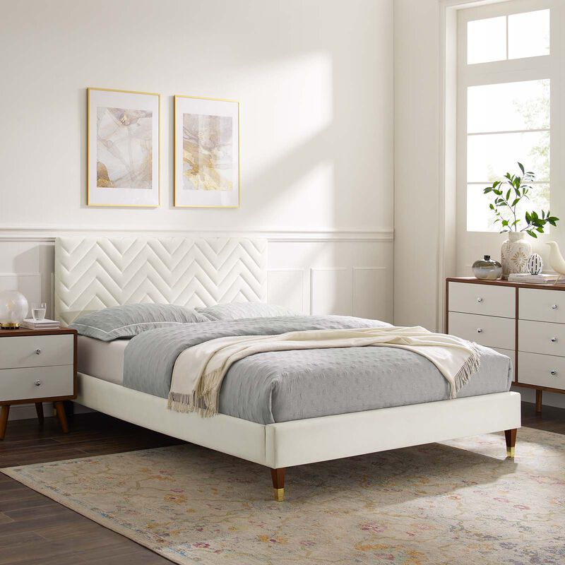 Modway - Leah Chevron Tufted Performance Velvet Full Platform Bed image number 1