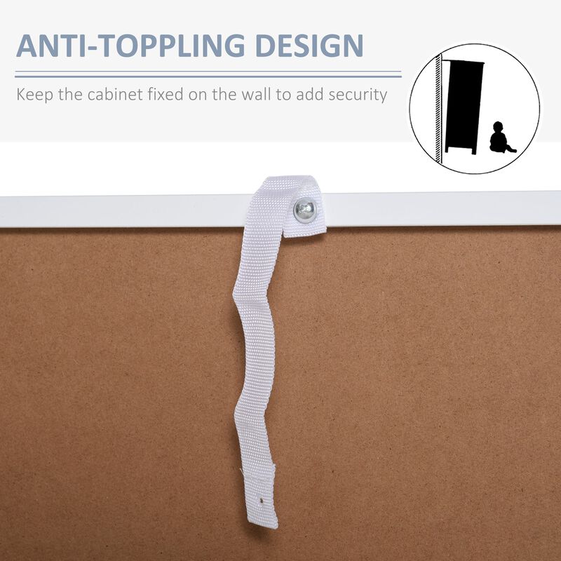 White Bathroom Vanity: Small Freestanding Medicine Cabinet with Adjustable Shelf