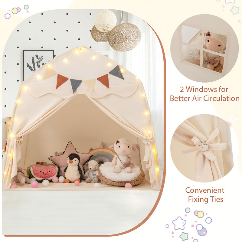 Large Kids Play Tent Bed with String Lights &ndash; Fun Playhouse for Indoor & Outdoor image number 6