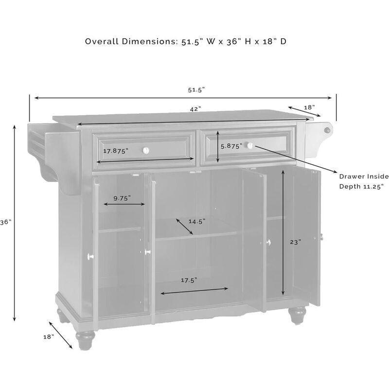 Cambridge Granite Top Full Size Kitchen Island/Cart