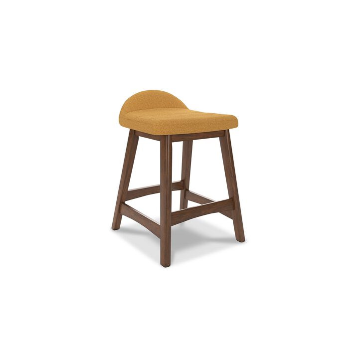 Jeyn Counter Stool with Footrest Set of 2, Brown Hardwood, Yellow Seat