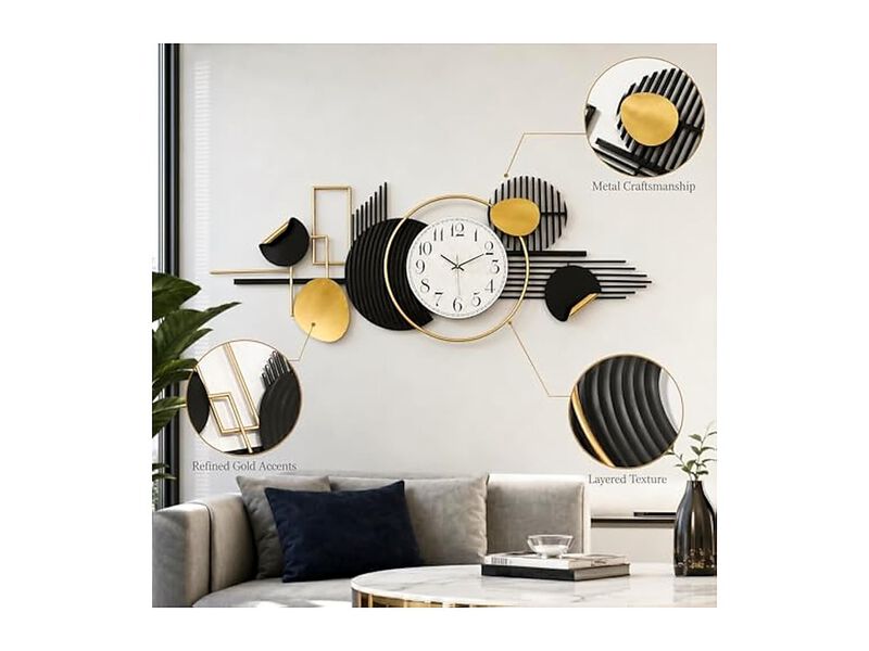 Metal Layered Geometric Install Vertical Wall Clock 59 Inch Silent image number 3