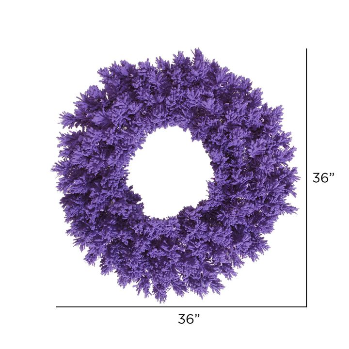 Vickerman 36" Flocked Purple Fir Artificial Christmas Wreath, Unlit - Faux Fir Christmas Wreath - Indoor Seasonal Home Decor