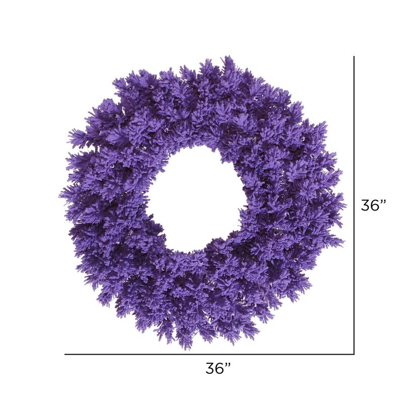 Vickerman 36" Flocked Purple Fir Artificial Christmas Wreath, Unlit - Faux Fir Christmas Wreath - Indoor Seasonal Home Decor image number 1