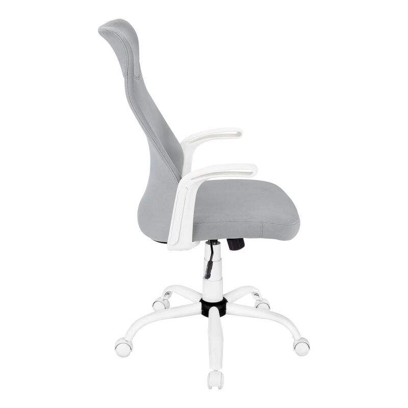 Monarch Specialties I 7324 Office Chair, Adjustable Height, Swivel, Ergonomic, Armrests, Computer Desk, Work, Metal, Mesh, White, Grey, Contemporary, Modern