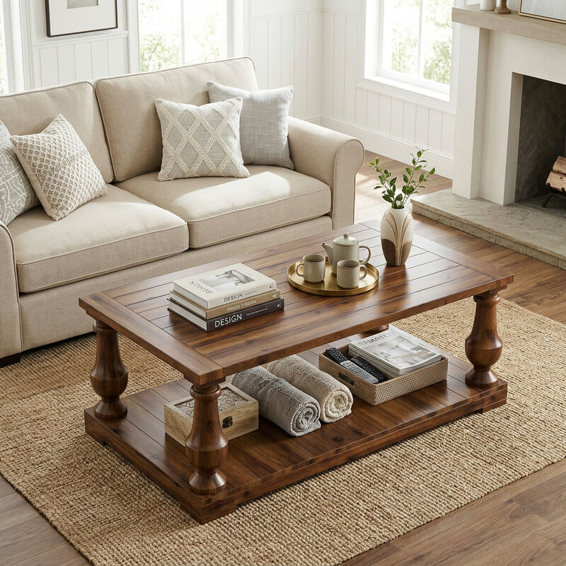 Zebwos Farmhouse Coffee Table image number 2