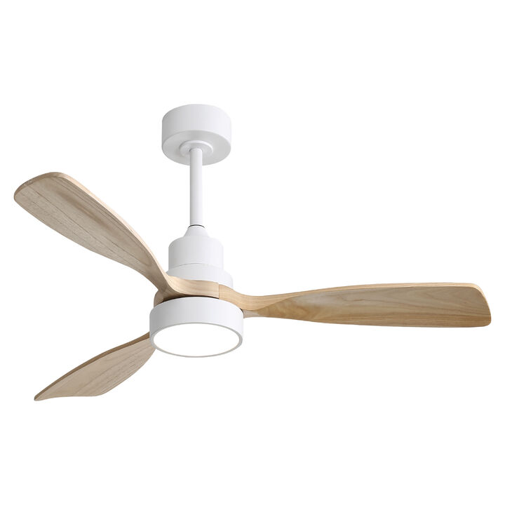 48 Inch Ceiling Fan With 3 Solid Wood Blades Remote Control Reversible DC Motor For Living Room