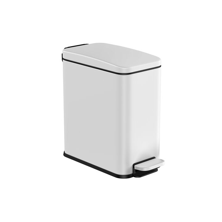 Bathroom Wastebasket with Lid – Slim, Space-Saving Trash Can for Tight Bathrooms or Apartment Use