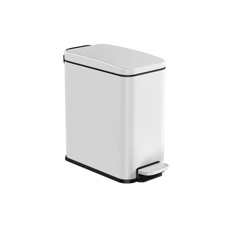 Bathroom Wastebasket with Lid &ndash; Slim, Space-Saving Trash Can for Tight Bathrooms or Apartment Use
