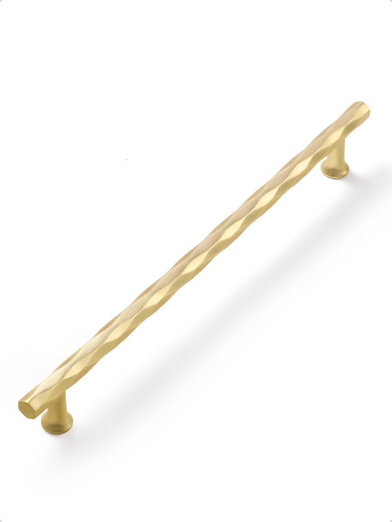 JIASENBAO Brushed Gold Cabinet Pulls 8.8"" Hole Center 5 Pack Hammered Brass Cabinet Handles Decorative Kitchen Drawer Dresser C