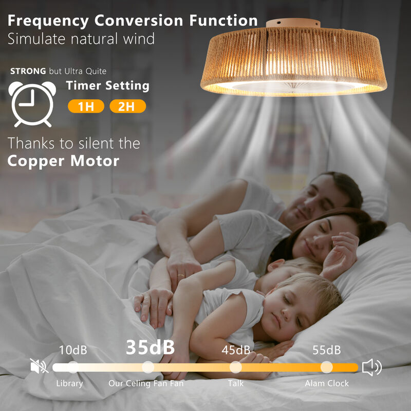 ELEMENT ACE Bohemian Braided Ceiling Fan Light with Silent Remote Control and Adjustable Color Temperature image number 9