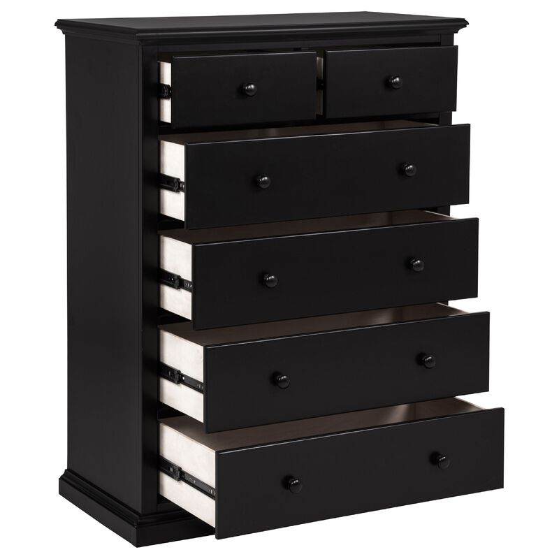 Umer Tall Dresser Chest, 6 Drawers, Round Knobs, Plinth Base, Wood image number 3