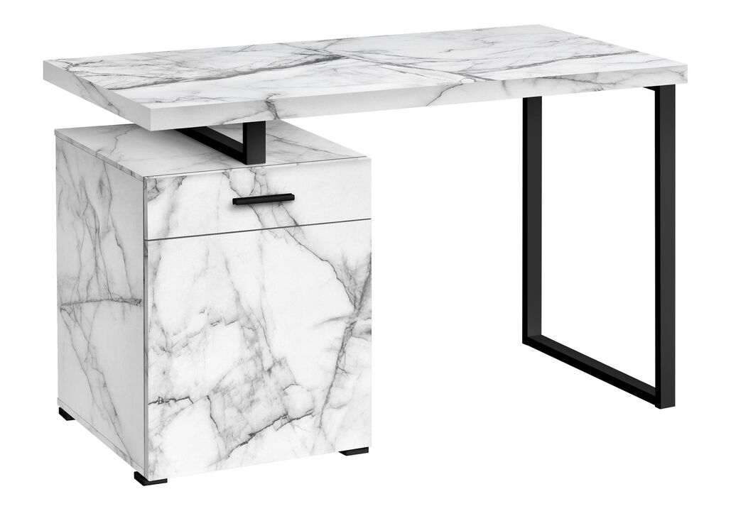HomeRoots 47" White and Black Wood and Metal Sled Computer Desk