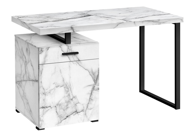 HomeRoots 47" White and Black Wood and Metal Sled Computer Desk image number 0