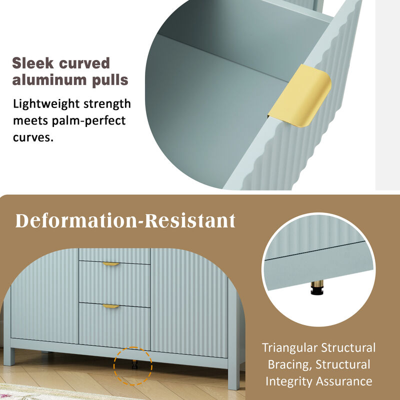 Merax U_STYLE Sideboard with Wave Design - 3 Adjustable Shelves