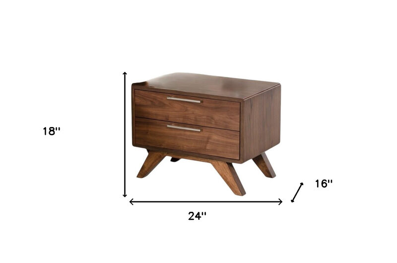 Bedroom Nightstand with Two Drawers – Durable Wood and Solid Wood Design