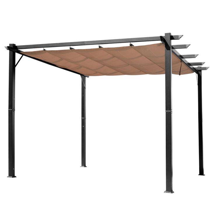 10' x 13'  Outdoor Retractable Pergola Canopy, Aluminum Patio Pergola, Backyard Shade Shelter for Porch Party, Grill Gazebo - Charcoal Grey
