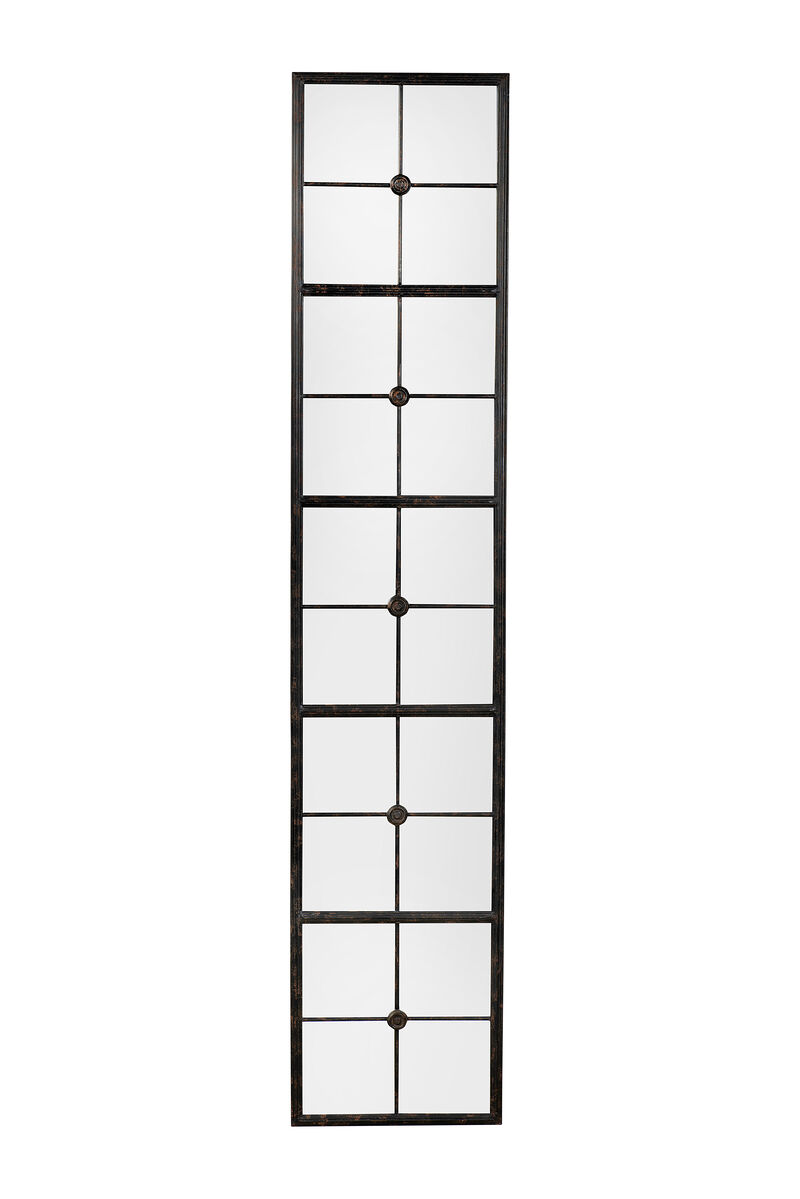 Windowpane Metal Framed Wall Mirror, Black image number 0