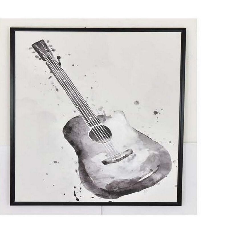 30 x 40 Framed Wall Art Painting, Guitar and Piano, Black, White image number 2