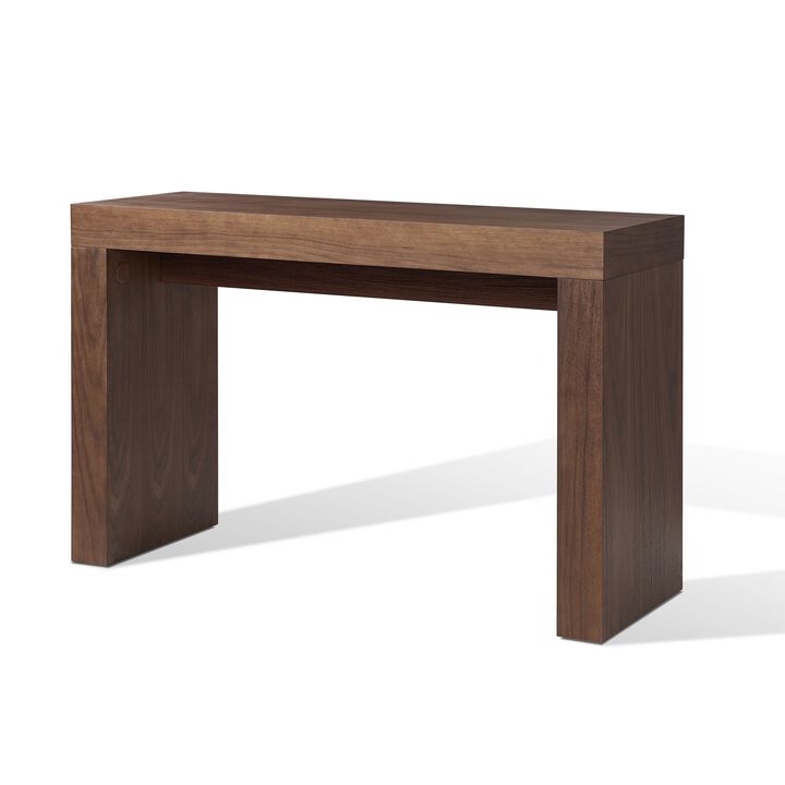 Libi 47 Inch Console Table, Minimalist Rectangular Top, Lacquered Brown
