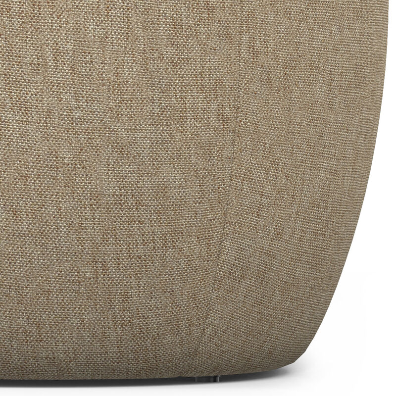 Ramsay 16 inch Wide Contemporary Irregular Footstool in Taupe Linen Look Fabric, Fully Assembled