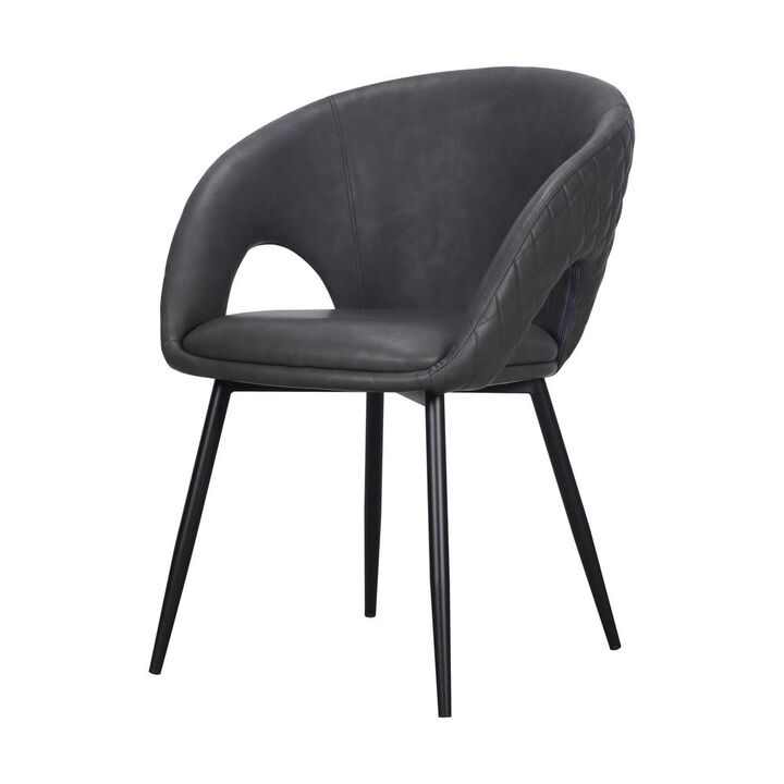 Dining Chair with PU Seat and Black Metal legs, Set of 4