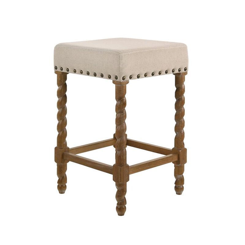 Carolina Living Remick 24 Counter Stool - Natural Oak - Linen Upholstery
