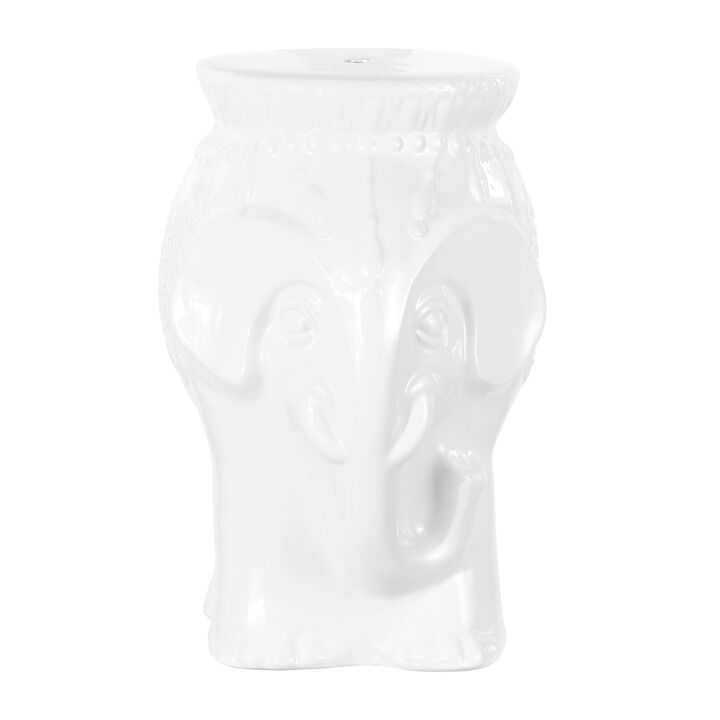 Orla 18.5" Modern Bohemian Elephant Ceramic Garden Stool, Yellow