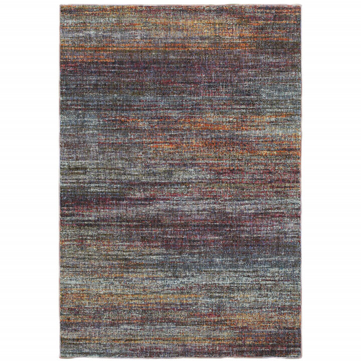 2 X 3 Blue grey gold Purple And Teal Abstract Power Loom Stain Resistant Area Rug