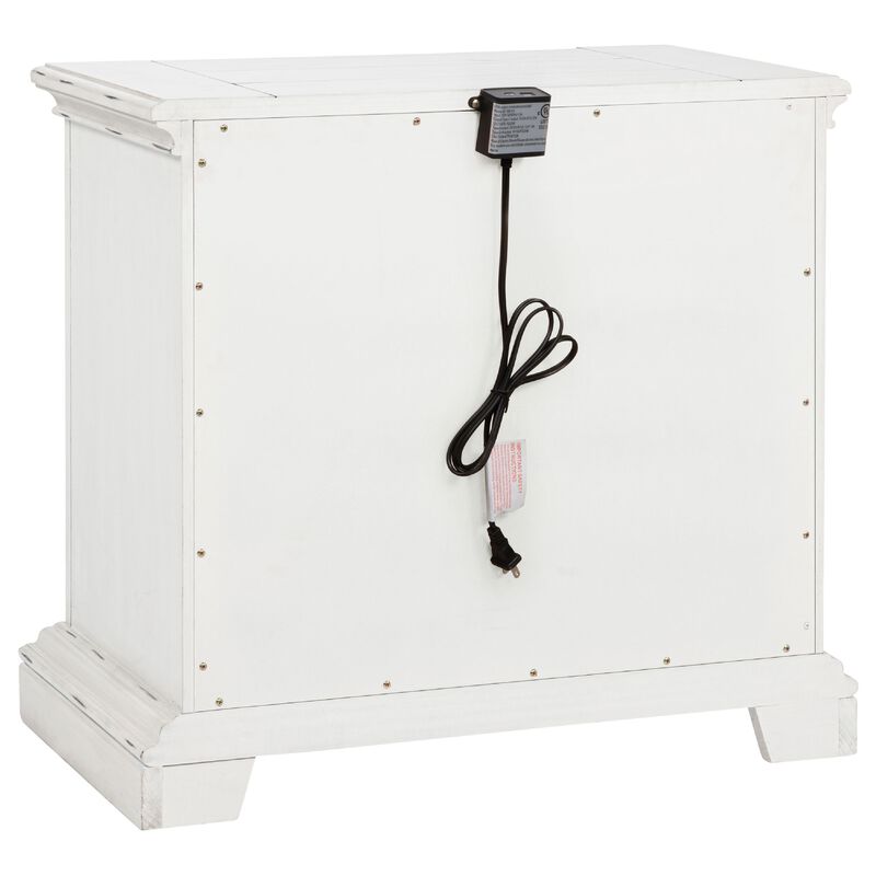 Jenie Nightstand, 2 Drawer and USB Port, Vintage White Wood 32 Inch image number 3