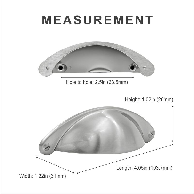 Hestia Hardware 10 Pack 2.5 Inch Classic Bin Cup Drawer Pull image number 3
