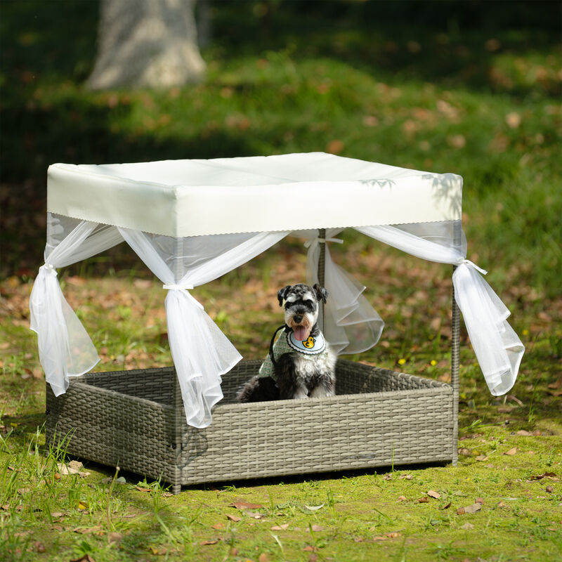 Dog Bed, Pet Bed, Pet Enclosures, Pet Outdoor Furniture, Pet Patio Furniture, Seasonal PE Wicker Pet Furniture, Dog Bed With Curtain