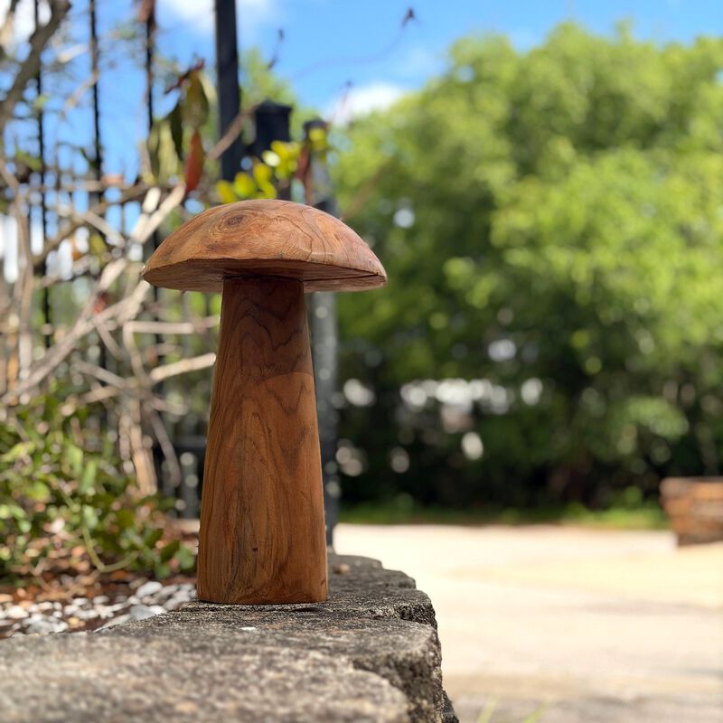 Wood Mushroom Statue 125 In Natural Solid Wood Freestanding Sculpture image number 6