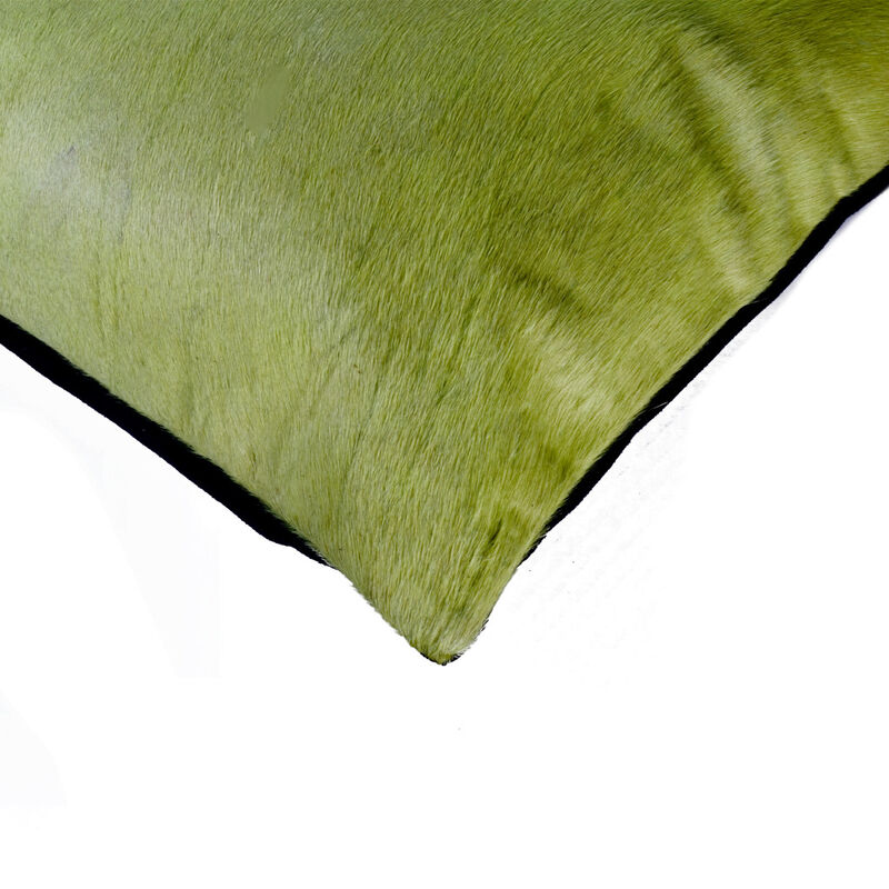HomeRoots 18" Lime Green Cowhide Throw Pillow image number 3