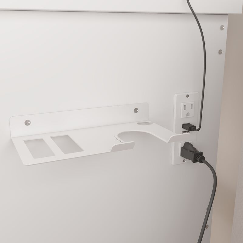 5-Drawers White Makeup Vanity Sets Dressing Table Sets With Stool, LED Lighted Mirror, Power Strip and Hair Dryer Holder