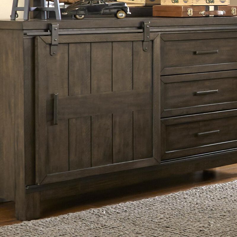 Liberty Furniture Thornwood Hills Bookcase Bed in Rock Beaten w/ Saw Cuts image number 9