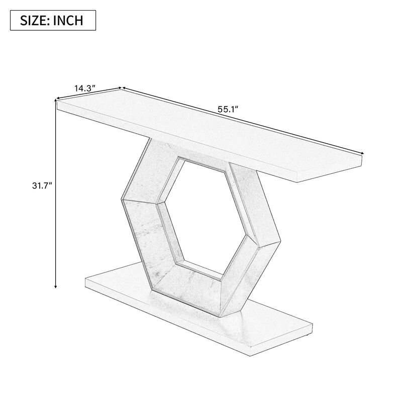 Merax Modern Entryway Table with Hollow Hexagon Leg Structure