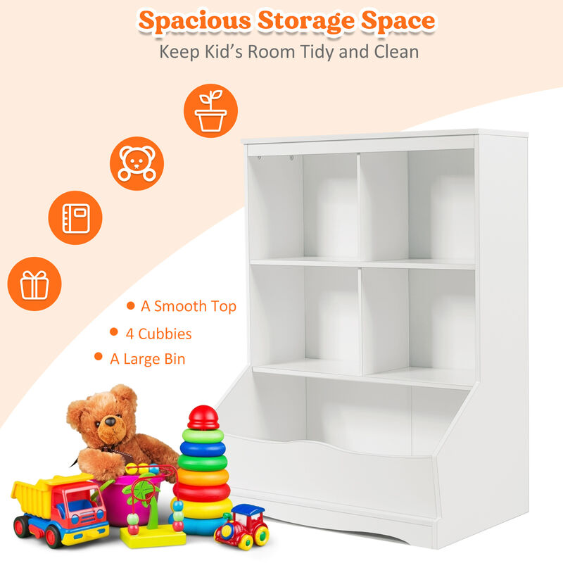 3-Tier Children's Multi-Functional Bookcase Toy Storage Bin Floor Cabinet