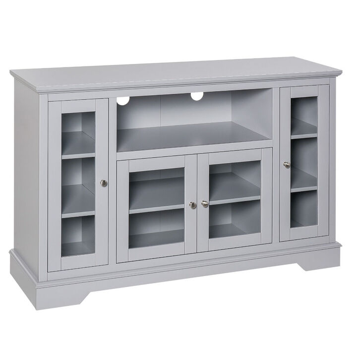 Gray Modern Storage: Sideboard with Glass Doors for Living Room