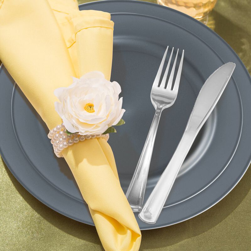 Matte Charcoal Gray Round Plastic Wedding Value Set (30 Sets) image number 7
