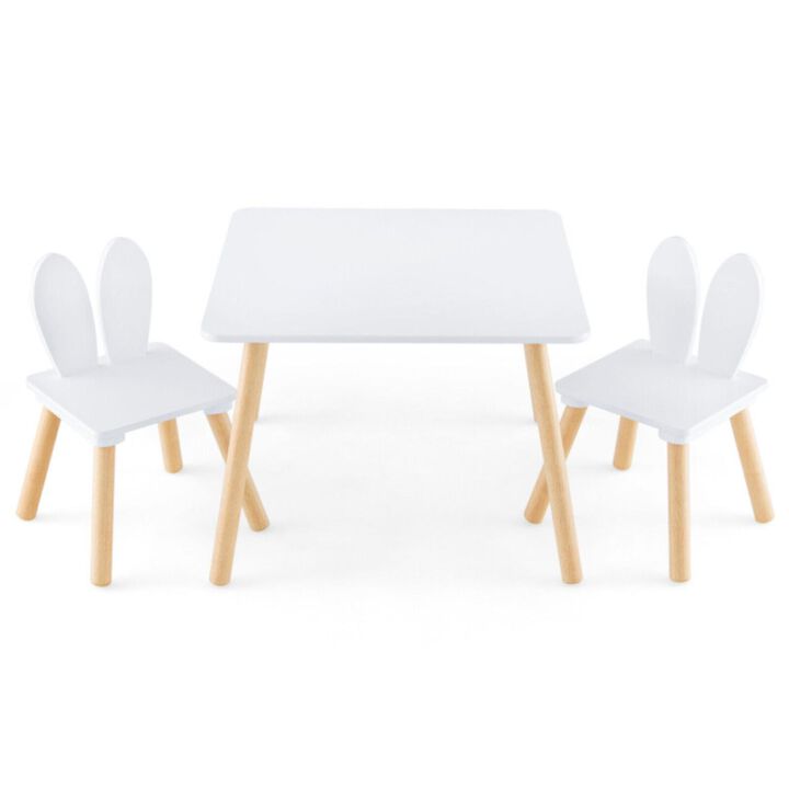 Hivvago 3 Pieces Kids Table and Chairs Set for Arts Crafts Snack Time-White