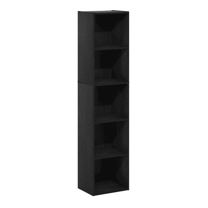 Furinno Luder Bookcase / Book / Storage, 5-Tier Cube, Blackwood