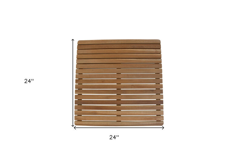 HomeRoots Natural Teak 24" Square Shower Mat image number 5