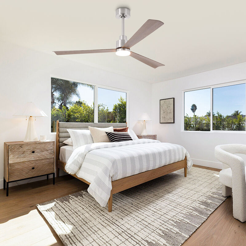 52 in. Brushed Nickel Reversible 6-Speed Ceiling Fan with Light and Remote