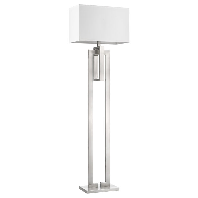 Hivvago 64" Nickel Traditional Shaped Floor Lamp With White Rectangular Shade