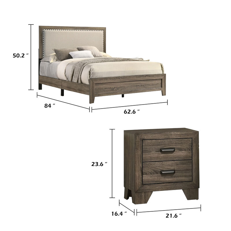 Bedroom Set, Wood, 3 Piece Set with 2 Nightstands image number 7