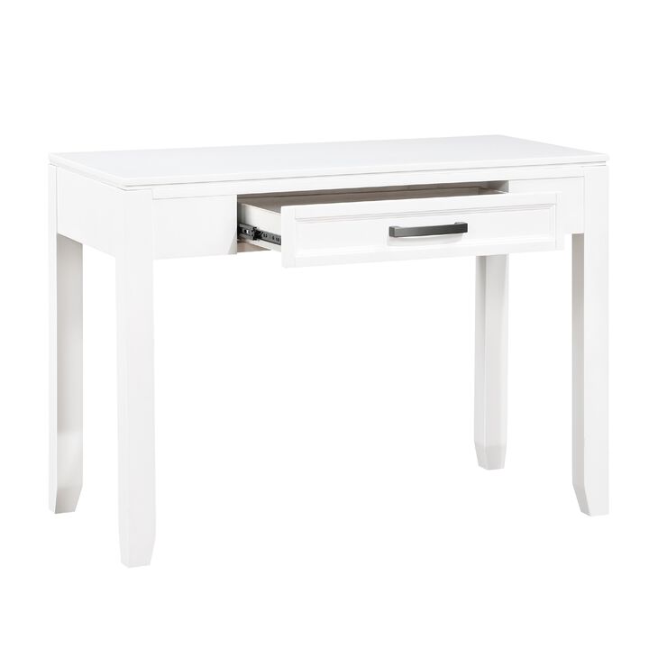 Thiem Writing Laptop Desk, 1 Drawer, White Veneer, 42 Inch - Benzara