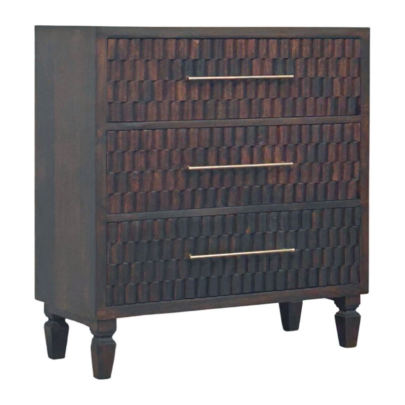 Artisan Furniture Solid Wood Arno Chest ,Mocha Tone,3-Drawers image number 2