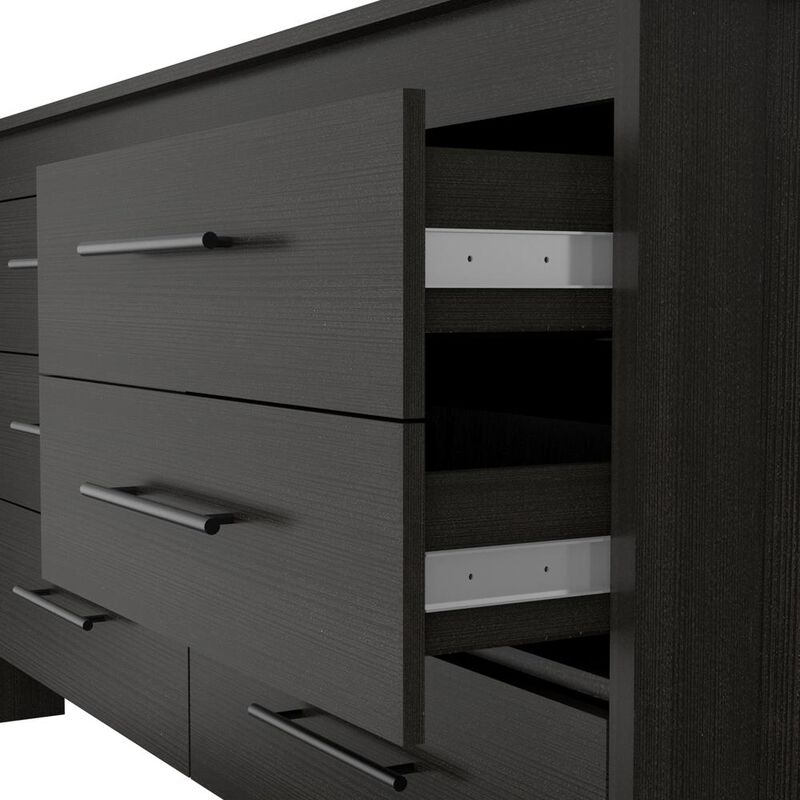 Paris 6 Drawer Double Dresser - Black